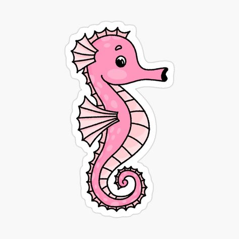 Seahorse Sticker, Pink Seahorse, Sticker Design, Independent Artist, Vinyl Sticker, Vinyl, For Sale, Pink, Sticker Designs