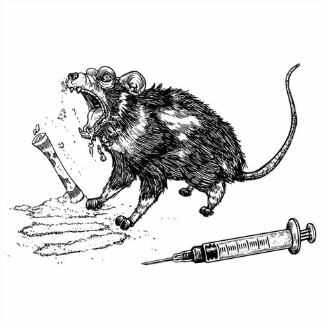 Poison Drawings, Punk Rat, Nyc Cap, Drawing List, Punk Drawing, Oni Tattoo, Rat Tattoo, Rat King, King Tattoos