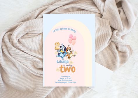 Bluey Birthday Invitation Canva Editable Template, Bluey Kids Invite Evite Card, Bluey Birthday Invitation for Girl - Etsy Template Birthday Invitation, Bluey Birthday Invitation, Dog Birthday Invitations, Template Birthday, Bluey Birthday, 2nd Birthday Party Themes, Canva App, Party Invitations Kids, Electronic Invitations