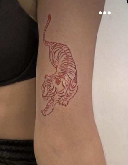 White Tiger Tattoo, Red Tattoo Ideas, Underboob Tattoo Designs, Jaguar Tattoo, Rib Tattoos For Women, Magic Runes, Leopard Tattoos, Red Tattoo, Petite Tattoos