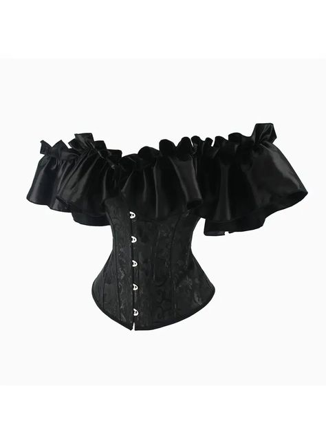 Corset Tops For Women With Sleeves - Bustier Overbust Lace Up Bodice Lingerie | Free Shipping On All Orders | Temu Vintage Bustier, Ruffle Pattern, Corset Shirt, Corset Tops, Jane Clothing, Shapewear Tops, Gothic Corset, Overbust Corset, Flounce Sleeve