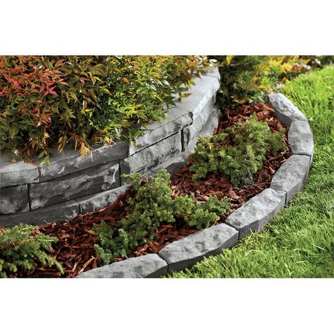 Oldcastle Chiseledge 10-in L x 4-in W x 3-in H Gray Concrete Straight Edging Stone in the Edging Stones department at Lowes.com Patio Retaining Wall Ideas, Patio Retaining Wall, Landscape Edging Stone, French Drain Installation, Yard Edging, Concrete Edging, Edging Stones, Stone Walls Garden, Stone Edging