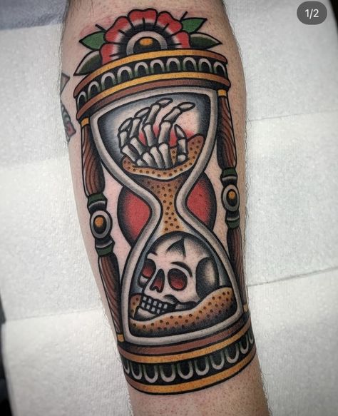 Hourglass Tattoo, Traditional Style Tattoo, Traditional Tattoo, Ink Tattoo, Polynesian Tattoo, Skull Tattoo, Traditional Style, Instagram Account, A Photo