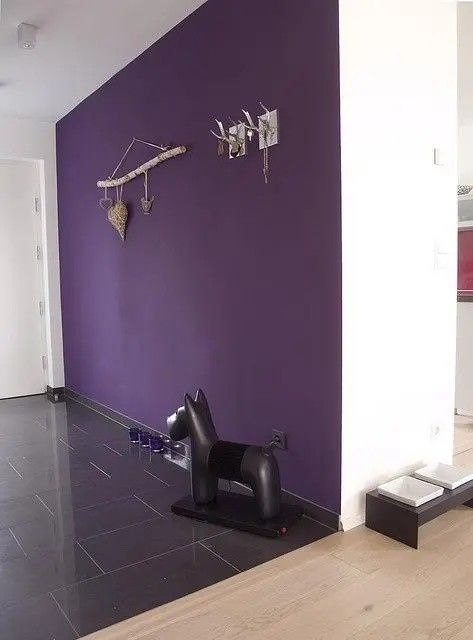 Dark Purple Wall, Purple Wall Paint, Dark Purple Walls, Purple Accent Wall, Purple Accent Walls, Violet Wall, Ideas Room Decor, Beautiful Bedroom Colors, Bedroom Color Combination