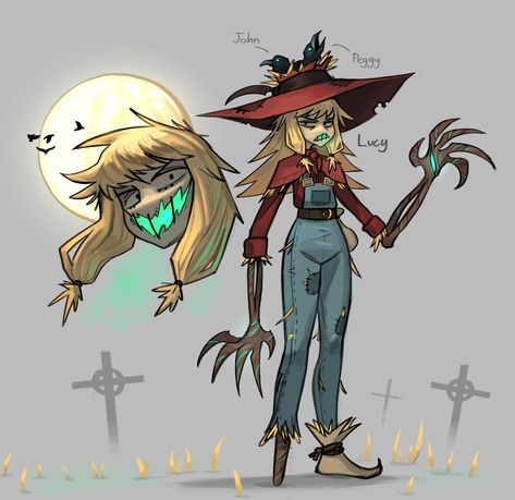 Scarecrow Oc Art, Scarecrow Character Design, Lightning Character Design, Spooky Character Design, Scarecrow Oc, Farmer Oc, Scarecrow Monster, Witch Scarecrow, Halloween Oc