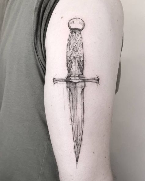 Philip Pullman’s His Dark Materials inspired tattoo by Sergio Canete at South City Market in London UK. Subtle Knife Tattoo, Dark Materials Tattoo, His Dark Materials Tattoo, 2023 Prompts, The Subtle Knife, Books Tattoo, Fandom Tattoos, English Project, Inktober 2023