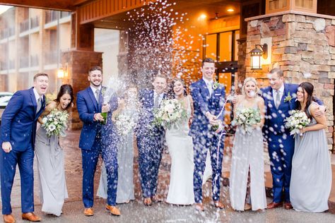 Bridal Party Poses | Winter Wedding | Destination Wedding | Pop the Champagne! | Old Kinderhook Resort Lake of the Ozarks | Lyndsey Paige Photography Poses Winter, Winter Wedding Destinations, Party Poses, Bridal Party Poses, Pop The Champagne, Lake Of The Ozarks, The Ozarks, Destination Wedding Venues, Golf Resort