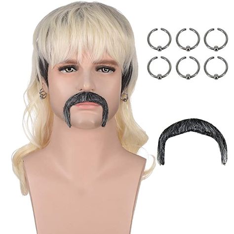 Joe Exotic Costume, Blonde Cosplay Wig, 80s Rocker, Mullet Wig, King Costume, Joe Exotic, Wavy Wigs, Mens Wigs, Tiger King