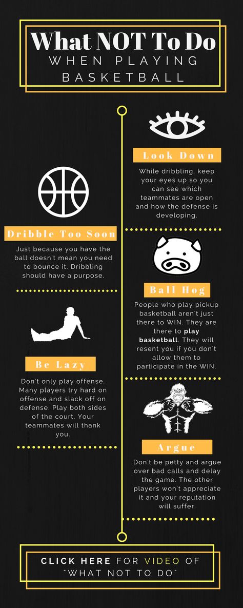 What NOT To Do When Playing Pickup Basketball -- Click image to see "What NOT To Do" Video https://youtu.be/LtVZtM72mpI Basketball Facts, Pickup Basketball, Basketball Motivation, Vertical Jump Training, Basketball Tricks, Training Quotes, Basketball Practice, Basketball Shooting, Basketball Plays