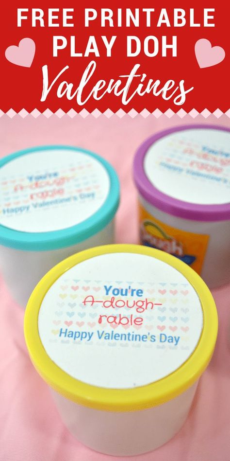 With this "You're A-dough-rable" Play Doh Valentine printable you can turn a plain jar of playdough into a Valentine's Day gift that is perfect for kids to give their classmates or their teachers. #ValentinesDay #Valentine #PlayDough Play Doh Valentines, Printable Valentines, Valentine's Day Printables, Valentines Printables Free, Valentines Day Activities, Valentine's Day Quotes, Unique Valentines, Free Valentine, Classroom Fun