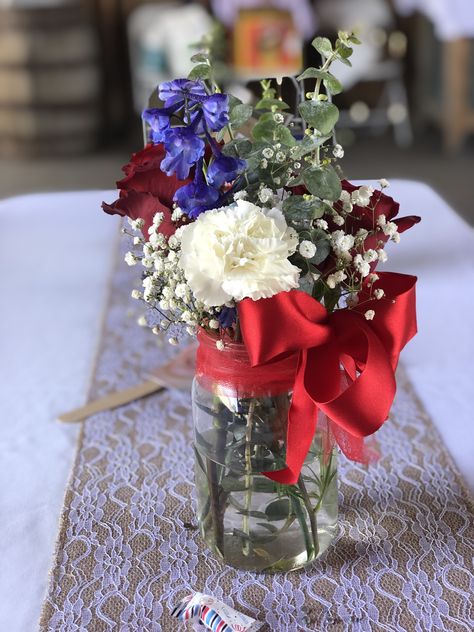 Graduation Party Ideas Red White And Blue, Navy Blue And Red Graduation Party Ideas, Red White And Blue Centerpieces, Navy And Red Graduation Party, Red And Blue Party Decorations, Blue And Red Graduation Party Ideas, Red White And Blue Graduation Party, Light Blue And Red Graduation Party, Red And Blue Graduation Party