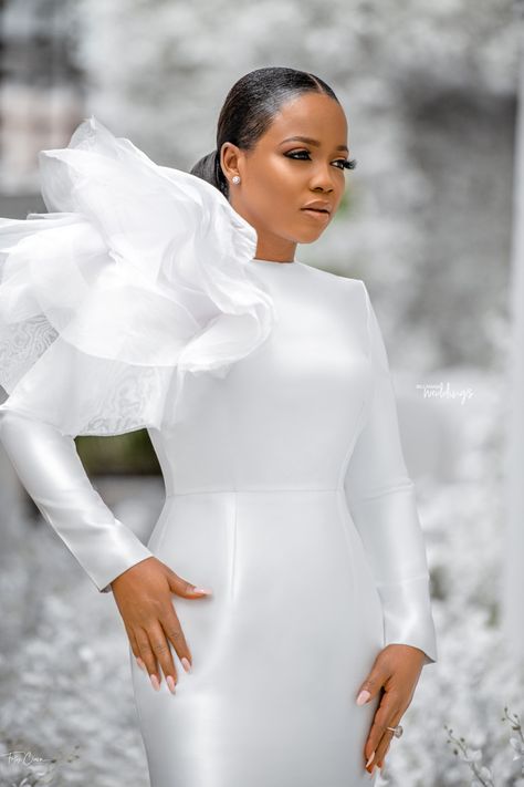 Nini & Tolu's Civil Wedding is Serving Major GOALS Wedding Dresses Women, Dresses Ankara, Court Wedding, Civil Wedding Dresses, Ankara Dresses, Wedding Court, Long Evening Gowns, Ankara Dress, Classy Dress Outfits