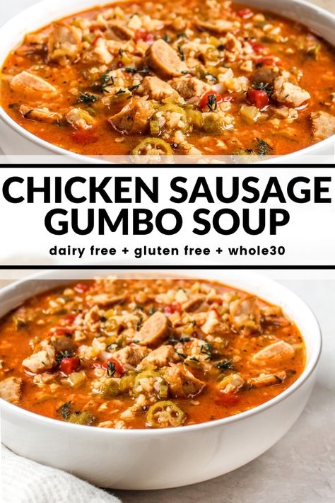 Sausage Gumbo Soup, Gumbo Soup Recipe, Chicken Gumbo Soup, Gumbo Recipe Easy, Chicken Sausage Gumbo, Chicken Sausage Recipes, Gumbo Soup, Sausage Soup Recipes, Chicken Gumbo