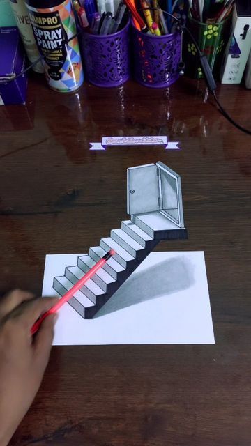 3d Stairs Drawing, Stairs Drawing, 3d Stairs, How To Draw Stairs, Improve Your Drawing Skills, Improve Your Drawing, Draw Easy, Your Drawing, 3d Drawings