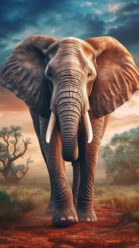 (58) fantasyanddreamsworld auf Tumblr Elephant Pictures Art, Elephant Front View, Wild Animals Wallpaper, Bird Photos Photography, African Animals Photography, Nature Photography Animals, Elephant Photography, Elephant Wallpaper, Elephant Artwork