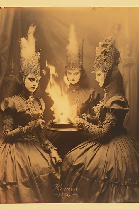 Victorian Horror Aesthetic, Victorian Aesthetic Girl, Victorian Era Aesthetic Dark, Victorian Witch Aesthetic, Gothic Horror Aesthetic, Vintage Victorian Aesthetic, Vintage Witch Photos, Victorian Horror, Old Halloween Photos