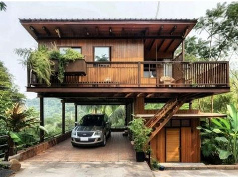 Vietnam House, Stick House, Small House Design Philippines, Philippine Houses, Bahay Kubo, Tiny House Exterior, Bamboo House Design, Thai House, House On Stilts