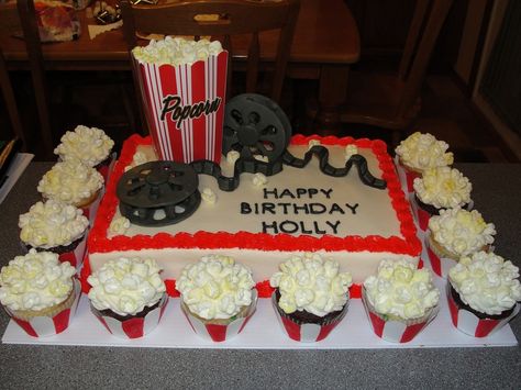 Movie Birthday Cake, Outdoor Movie Birthday, Movie Theatre Birthday Party, Movie Theme Cake, Hollywood Cake, Theatre Cake, Movie Theme Birthday Party, Hollywood Birthday Parties, Hollywood Birthday