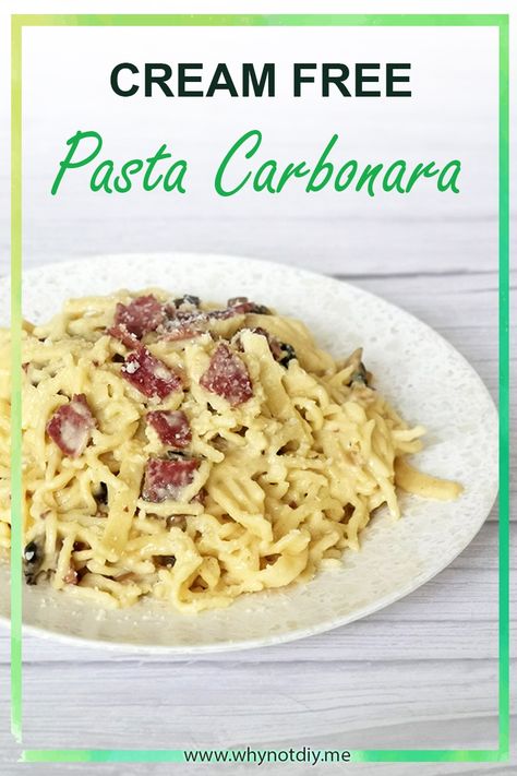 If you are looking for an instant dish that you can enjoy with your family over dinner, then this cream free pasta carbonara is your happy meal. With a dish that takes time as long as to have your pasta cooked, this cream free pasta carbonara is the ideal choice for a dinner, a quick lunch, or a delicious dish to serve to your guests. Simple Recipes For Dinner, Healthy Simple Recipes, Healthy Recipes For Kids, Easy Healthy Dinner Ideas, Homemade Pasta Recipe, Cream Pasta, How To Make Cream, Carbonara Recipe, Pasta Carbonara