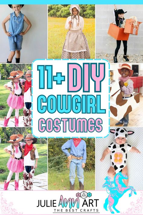 Show off your cowgirl spirit with these last-minute 11 DIY Cowgirl Costume Ideas perfect for Halloween or dress-up parties! These costumes are easy to make and cheap, so you can fit them into your budget! Diy Farmer Costume Women, Diy Cowgirl Costume, Cowgirl Costume Ideas, Diy Cowboy Costume, Girls Cowgirl Costume, Cowgirl Costume For Women, Cowgirl Costume Kids, Cowgirl Costume Diy, Cowgirl Costume Halloween