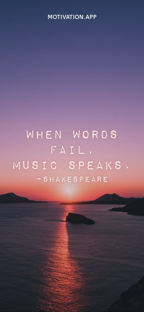 When Words Fail Music Speaks, When Words Fail, Motivation App, Positive Thoughts, Fails, Inspirational Quotes, Lockscreen Screenshot, Quotes, Music