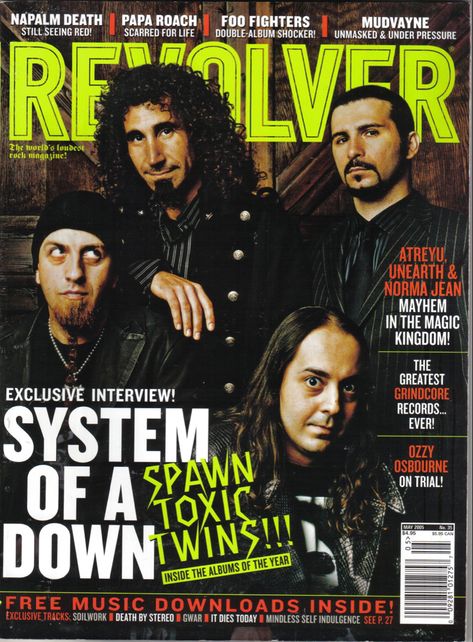 Rock Poster Art, Music Poster Design, Vintage Poster Design, System Of A Down, Metal Magazine, Album Of The Year, Heavy Metal Music, Music Magazines, Rock Posters