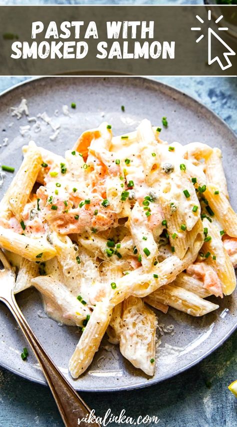 Recipes Using Smoked Salmon, Smoked Pasta, Pasta With Smoked Salmon, Smoked Salmon Pasta Recipes, Pasta Dinner Ideas, Vikalinka Recipes, Salmon Pasta Recipes, Smoked Salmon Pasta, Quick Pasta Recipes