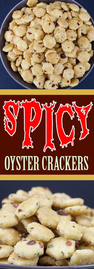 Spicy Seasoned Oyster Crackers - WARNING: These babies are ADDICTIVE! Spicy Oyster Crackers, Football Finger Food, Firecrackers Recipe, Oyster Cracker Snack, Appetizers Football, Football Finger Foods, Oyster Crackers Recipe, Seasoned Oyster Crackers, Nut Mixes