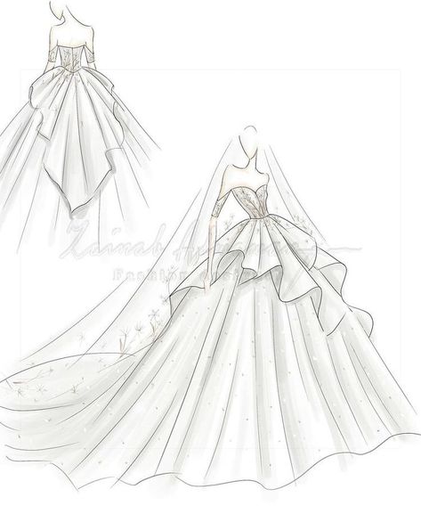 Wedding Gowns Drawing, Sketches Of Wedding Dresses, Ballgown Sketch Dress Designs, Wedding Dress Art Drawing, Drawing Wedding Dresses, Gown Drawing Sketches Dress Designs, Wedding Dress Drawing Reference, Wedding Gown Sketches Design, Wedding Dresses Sketches