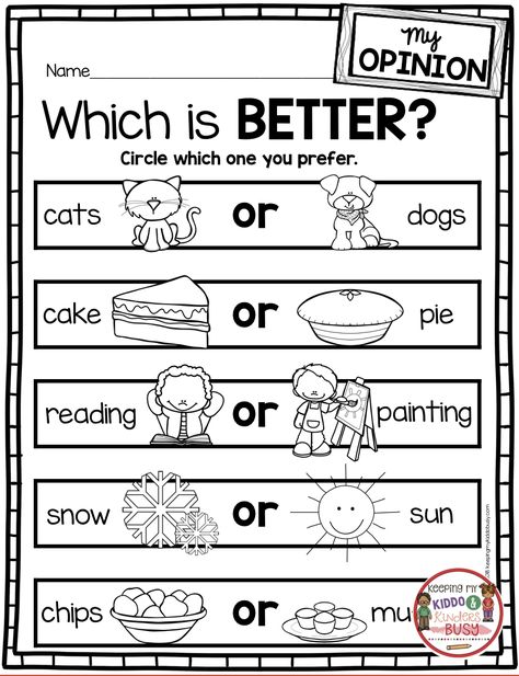 OPINION WRITING for kindergarten and first grade writer's workshop - how to teach opinion writing - sentence starters - writing prompts - free printables activities and worksheets for primary students #kindergartenwriting #kindergarten #kindergartenteacher #firstgradewriting #firstgradeteacher Opinion Writing Kindergarten Freebies, Opinion Writing For Kindergarten, 1st Grade Opinion Writing, Persuasive Writing Kindergarten, First Grade Writing Worksheets, First Grade Opinion Writing, Opinion Writing First Grade, Sentence Kindergarten, Kindergarten Opinion Writing