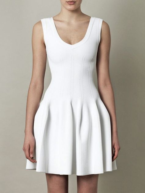 Azzedine Alaia - Beautiful shaped white mini dress: Alaia Dress, Azzedine Alaïa, Sassy Dress, Azzedine Alaia, Va Va Voom, Knitted Dress, Street Style Outfit, White Fashion