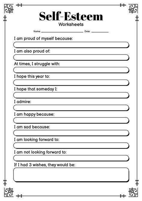 These self-esteem worksheets are designed to help you improve your self-worth and confidence while promoting self-reflection and positive thinking. Take the first step towards boosting your self-esteem and try out these printable worksheets at your own pace. Start nurturing a healthy self-image and reinforcing positive self-talk through these free, accessible resources. #SelfEsteemResources #TherapyTools #PersonalGrowthJourney #self-esteemworksheetsprintable Free Self Esteem Worksheets Printables, Self Esteem Worksheets For Teens, Low Self Esteem Activities, Self Esteem Worksheets For Kids, Self Awareness Worksheets, Spa Printables, Social Work Worksheets, Self Esteem Activities For Kids, Healing Emotions