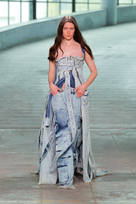 Denim Runway 2023, Denim Runway Fashion, Denim Fashion Runway, Denim Runway, 23 Runway, High Low Ball Gown, Fall 2023 Ready To Wear, Pre Fall Fashion, 2023 Ready To Wear Collection