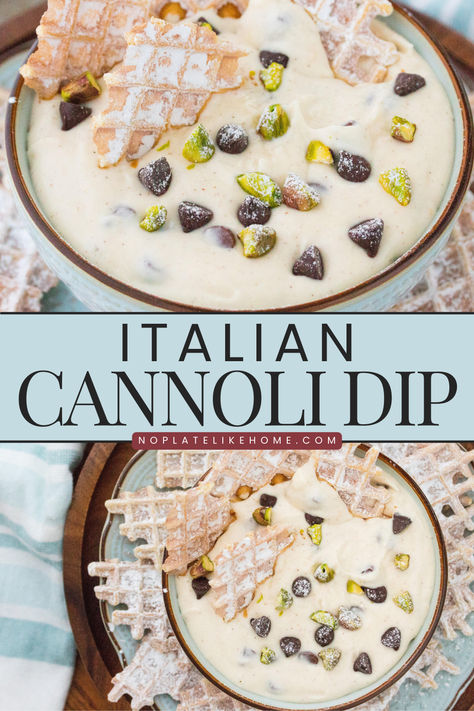 Are you looking for Italian recipes cannoli dip? You’re going to LOVE this easy recipe made with ricotta, mascarpone cheese, chocolate chips, heavy cream, a touch of orange zest and  cinnamon.  It’s no bake dessert that’s perfect to satisfy your cannoli craving! Waffle Cone Chips, Cannoli Chips, Cannoli Dip Recipe, Dip Dessert, Good Desserts To Make, Italian Desserts Easy, Italian Cannoli, Cannoli Dip, Fruit Desserts Easy