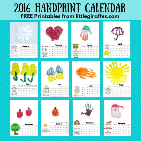 2016 Handprint Calendar {free printables} Calender Ideas, Handprint Calendar, Calendar Craft, Diy Calendar, Calendar Ideas, Footprint Art, Printable Calendar Template, Handprint Crafts, Free Printable Calendar