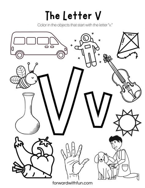 Free Letter V Worksheets- Phonics + Writing - Forward With Fun Letter V Worksheets For Kindergarten, V Worksheets Preschool, Letter V Activities For Preschool, Letter V Worksheet, Letter V Art, February Lesson Plans, Letter V Crafts, Letter V Worksheets, Play Based Activities