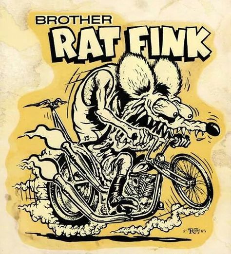 Vintage Brother Rat Fink decal Ed Roth Art, Cycle Stickers, Ed Roth, Honda Cub, Rat Fink, Biker Art, Motorcycle Art, Lowbrow Art