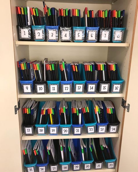 Trying a new method to store and organize student writer’s notebooks. Check out my stories to see how I’m attempting to do it this year. We shall see how this goes📓📚 Also, two posts in one day, who am I? . . . #classroomstorage #classroom Student Supply Storage With Tables, How To Store Water Bottles In Classroom, Classroom Notebook Organization, Departmentalized Classroom Organization, Small Classroom Organization, Chair Pockets, Chrome Book, Classroom Organization Elementary, Classroom Hacks