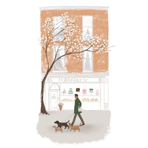 Emma Block Illustration | #procreate #timelapseart #digitalart #emmablockillustration #learnsomethingnew #createeveryday London Bakery, Block Illustration, Emma Block, Three Dogs, Paris Aesthetic, My Favourite Things, House Illustration, Fresh Bread, Whimsical Illustration