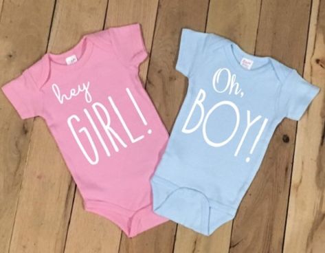 Gender Reveal Onesie Ideas, Gender Reveal Onesie, Gender Reveal Onesies, Country Gender Reveal, Twins Gender Reveal, Soccer Baby Showers, Baseball Gender Reveal, Sage Green Baby Shower, Gender Reveal Signs