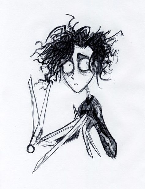 Tim Burton sketch Tim Burton, A Drawing, A Man, Black And White, Hair, White, Black