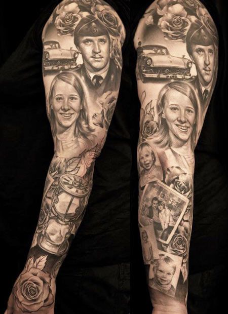 IΩK - Niki Norberg - unbelievable detail! Family Sleeve Tattoo, Portrait Tattoo Sleeve, Black And Grey Tattoos Sleeve, Tattoo Japanese Style, Realistic Tattoo Sleeve, Full Sleeve Tattoo Design, Tattoos For Women Half Sleeve, Tattoos Geometric, Irezumi Tattoos