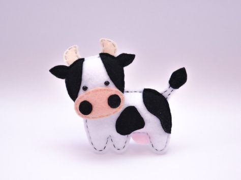 Felt COW stuffed felt Cow magnet or ornament Cow toy Farm Felt Cow, Goat Toys, Miniature Cows, Felt Magnet, Toy Farm, Farm Animal Nursery, Felt Keychain, Cow Toys, Cow Ornaments