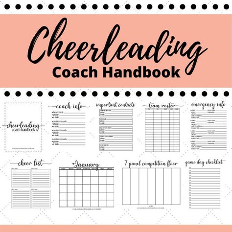 Cheerleading Coach Handbook Printable 8.5x11 Instant | Etsy Cheerleading Practice Plan, Routine Planner Template, Practice Plan Template, Cheerleading Practice, Zebra Coloring Pages, Cheerleading Coach, Snowflake Coloring Pages, Binder Cover Templates, Cheer Routines