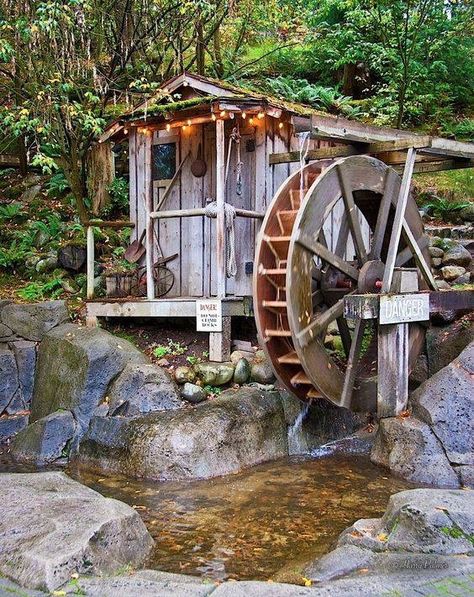 Water Wheel Generator, Old Grist Mill, Windmill Water, Water Turbine, Water Wheels, Warm Fireplace, Country Barns, Grist Mill, Backyard Water Feature