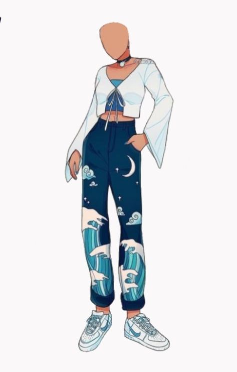 Ocean Themed Outfits Drawing, Water Aesthetic Clothes, Ocean Themed Outfits Male, Water Themed Outfits Male, Ocean Themed Clothes, Water Oc Male, Water Themed Outfits, Draw Ur Oc In This Outfit, Trans Outfit