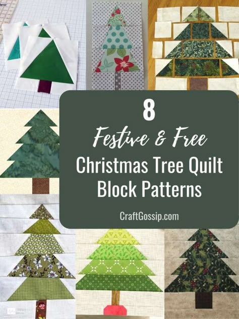 Christmas Tree Quilt Block Patterns Free, Christmas Tree Quilt Pattern Free, Christmas Tree Blocks Quilt Patterns, Christmas Tree Quilt Blocks, Christmas Quilt Sewing Patterns, Christmas Tree Patchwork, Tree Patterns For Quilts, Christmas Tree Quilt Blocks Free Pattern, Christmas Quilt Free Patterns