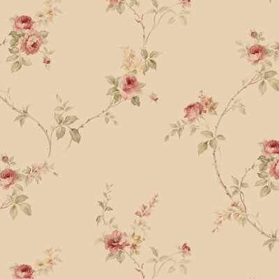 Ophelia & Co. Grattan 32.7' L x 20.5" W Wallpaper Roll Color: Tan/Taupe/Beige/Red Beige And Red Wallpaper, Laptop Theme, Macbook Widgets, Floral Beige Wallpaper, Beige/brown Wallpaper, Floral Wallpaper Brown, Tan Floral Wallpaper, Painterly Flowers, Vintage Laundry Room