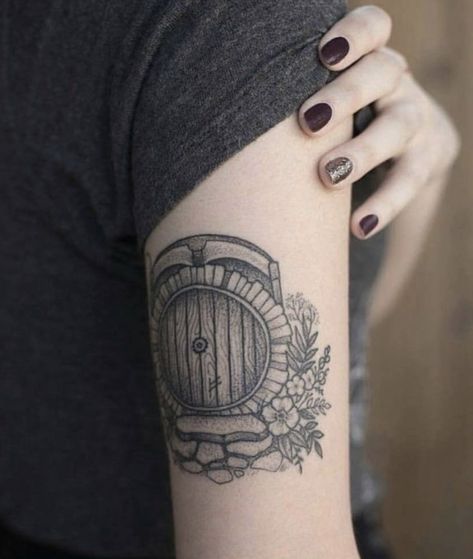 Hobbit Tattoo, Tolkien Tattoo, Ring Tattoo Designs, Lotr Tattoo, Lord Of The Rings Tattoo, Rings Tattoo, Literary Tattoos, Mushroom Tattoos, Fantasy Tattoos