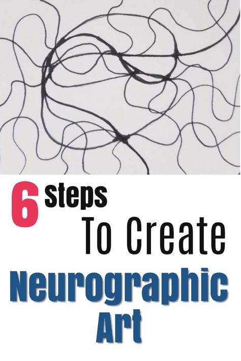 Learn the steps to drawing neurographic art. Relaxation through art. Learn to draw neurographics. #arttherapy Neuro Graphic Drawing, Art Therapy Classroom, Art For Relaxation, Neurographic Art Lesson, Relaxing Art Projects, Art Therapy Doodles, Neuroplasticity Art, Neuro Art Drawing, Neurographica Tutorial